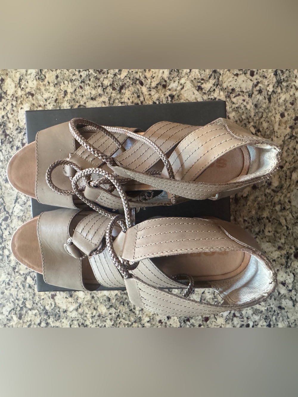 Women’s Taupe Lace-Up Wedge Sandals